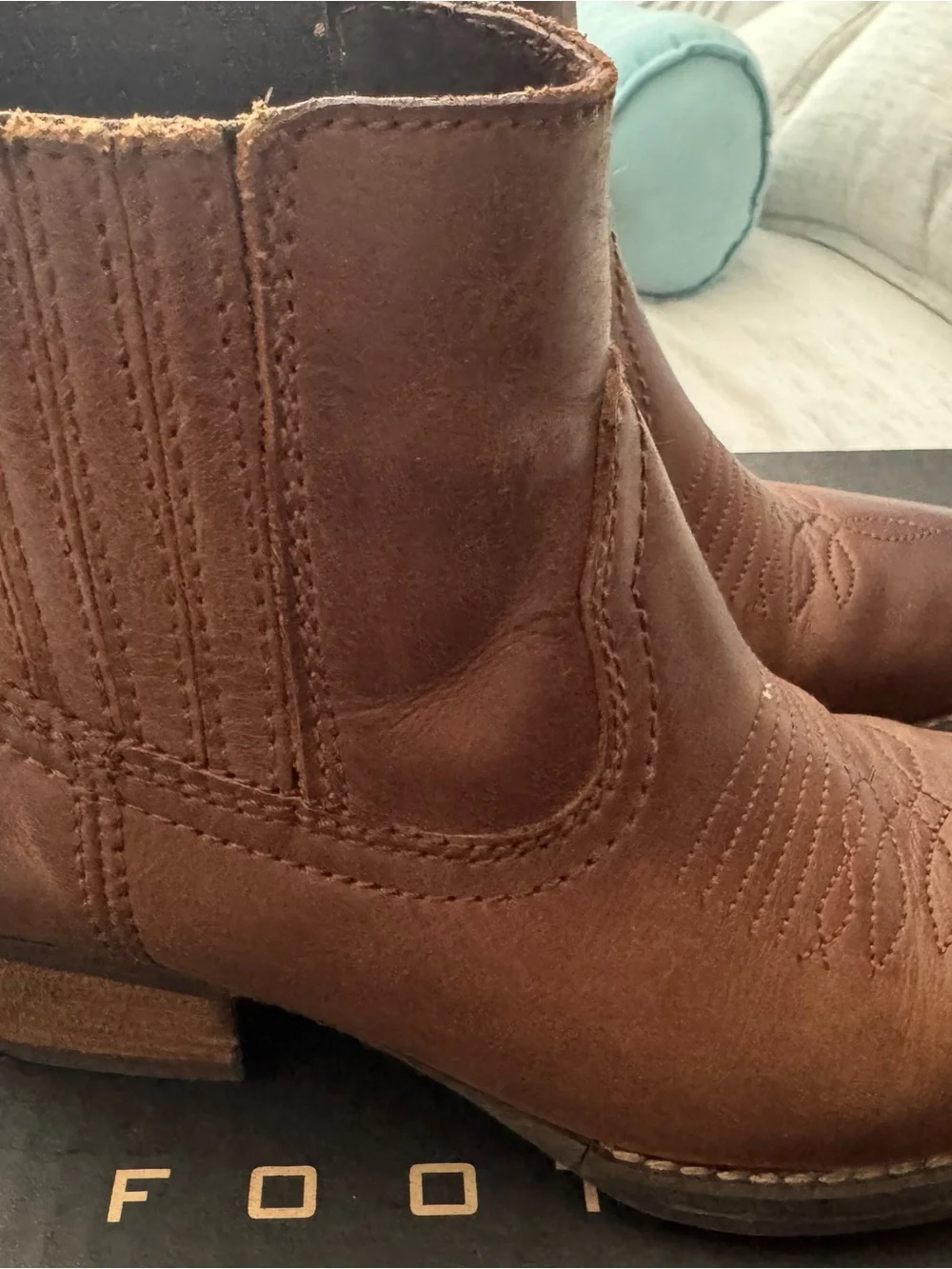 Harley-Davidson Brown Leather Ankle Booties with Western Stitching